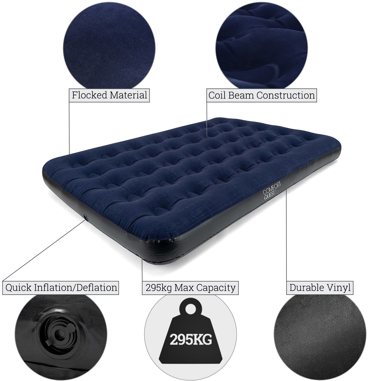 Bild von Garmin Double Airbed With Pump & Bag Blue