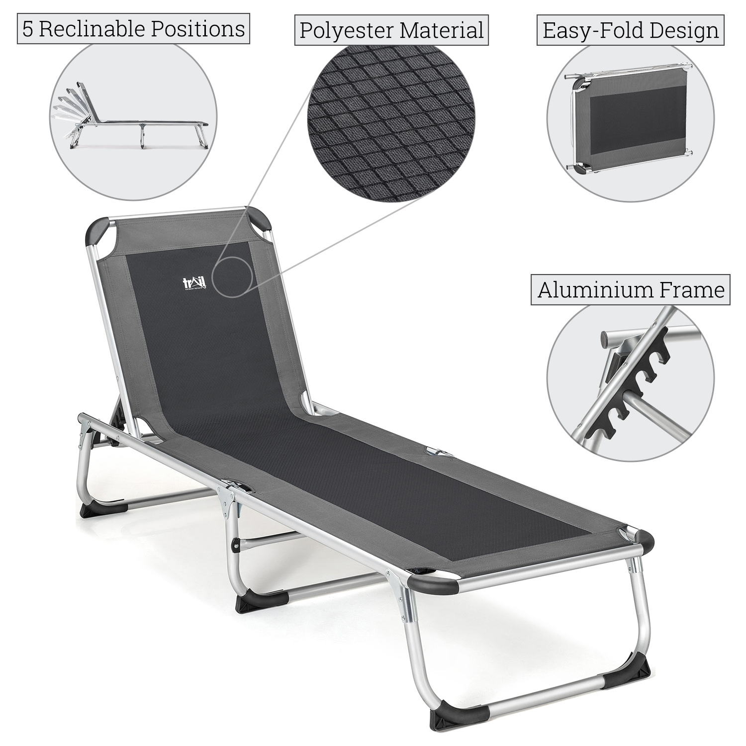 Bild von Leisure Aluminium Sun Lounger – Grey Grey