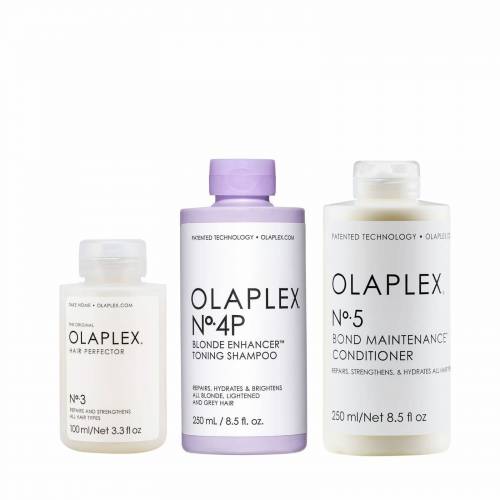 Bild von Olaplex – Blonde Toning Shampoo No.4P, Bond Conditioner No.5 & No.3 Hair Perfector Bundle
